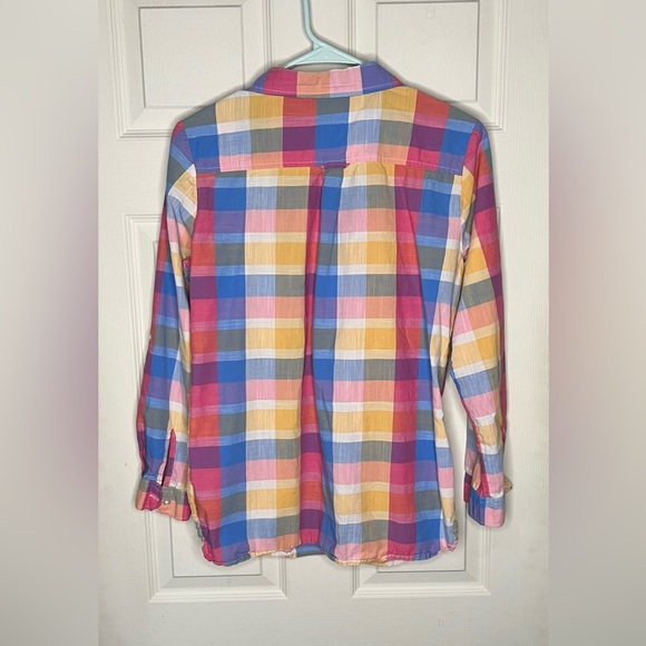 I Heart Ronson Multicolor 100% Cotton Plaid Button Down Shirt, sleeve tabs - Picture 3 of 6